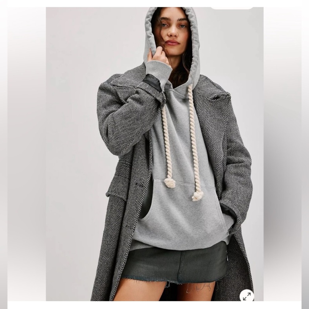 Free People - Encrusted Hoodie - Heather Grey NWT Sz L - Picture 4 of 8